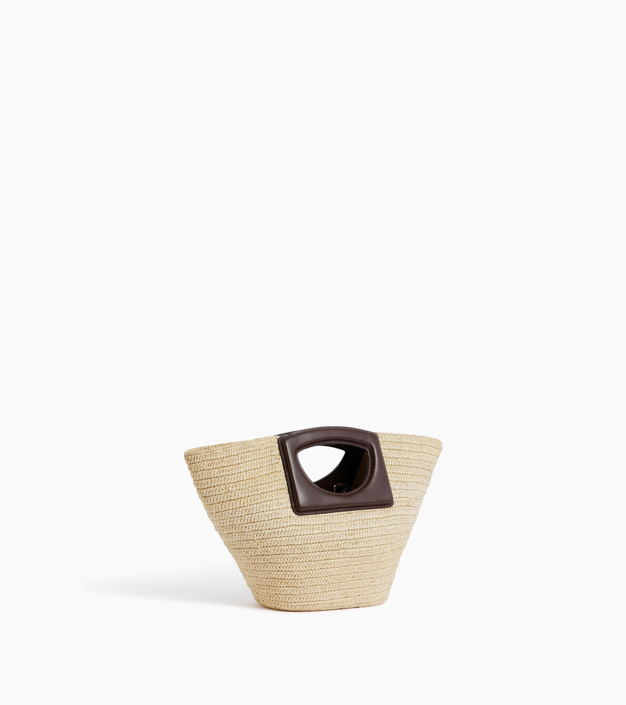 Le Tanneur Petit sac main raphia naturel cuir bandoulière