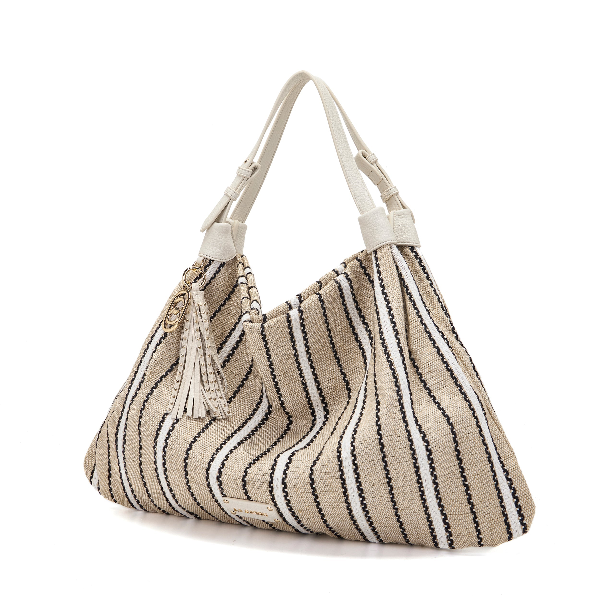 La Carrie Bicolor sac cabas IVORY toile à rayures