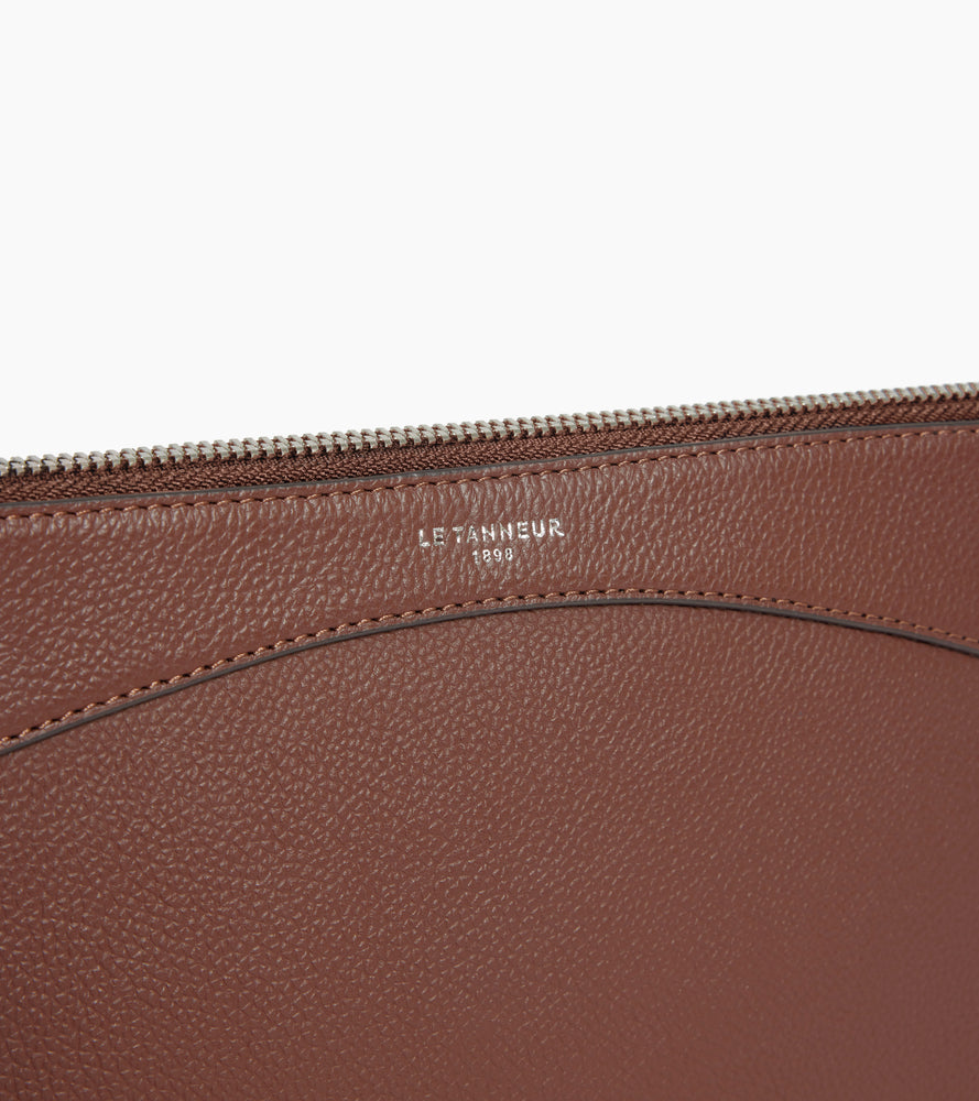 Le Tanneur pochette cuir grainé zippée dragonne femme