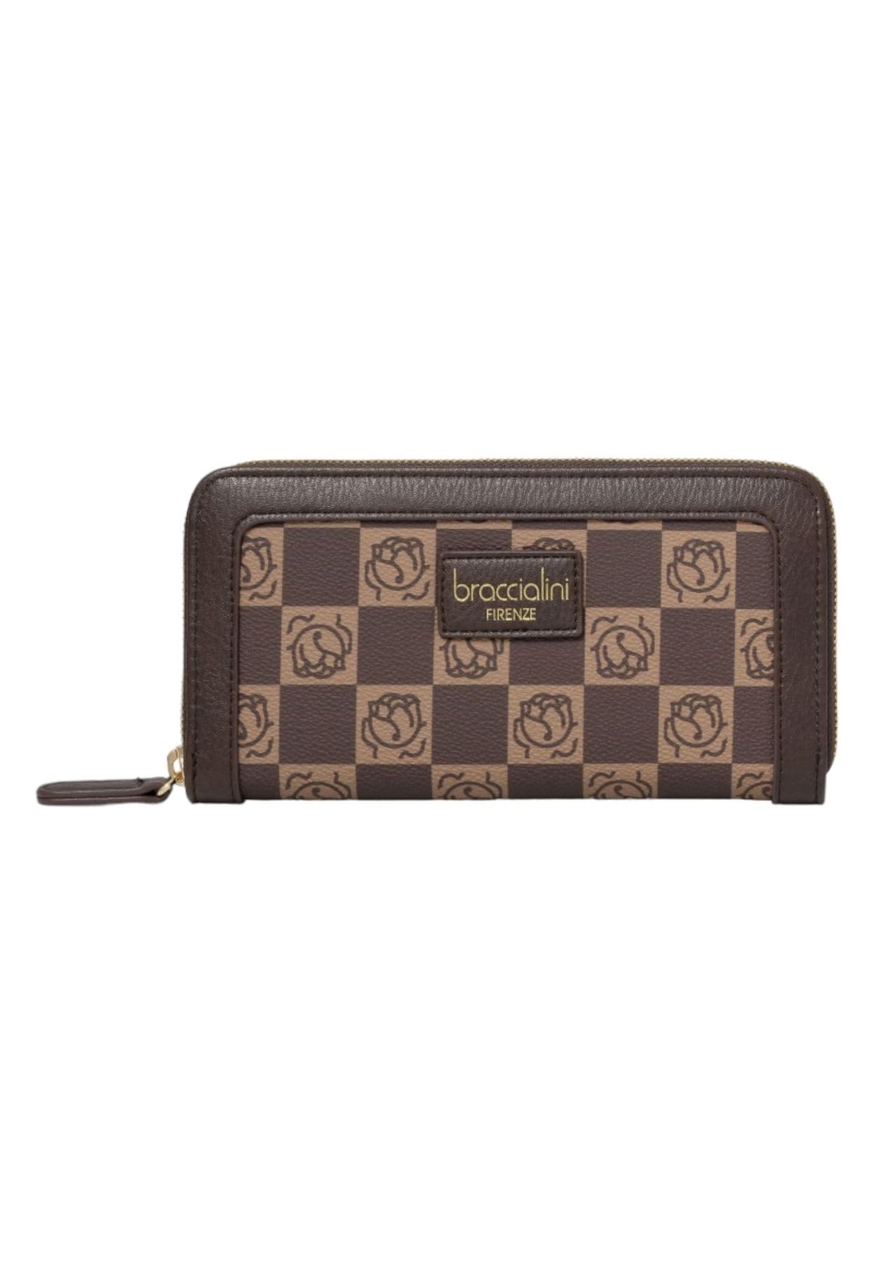 Braccialini Monogram A23BR06 portefeuille zip marron cuir