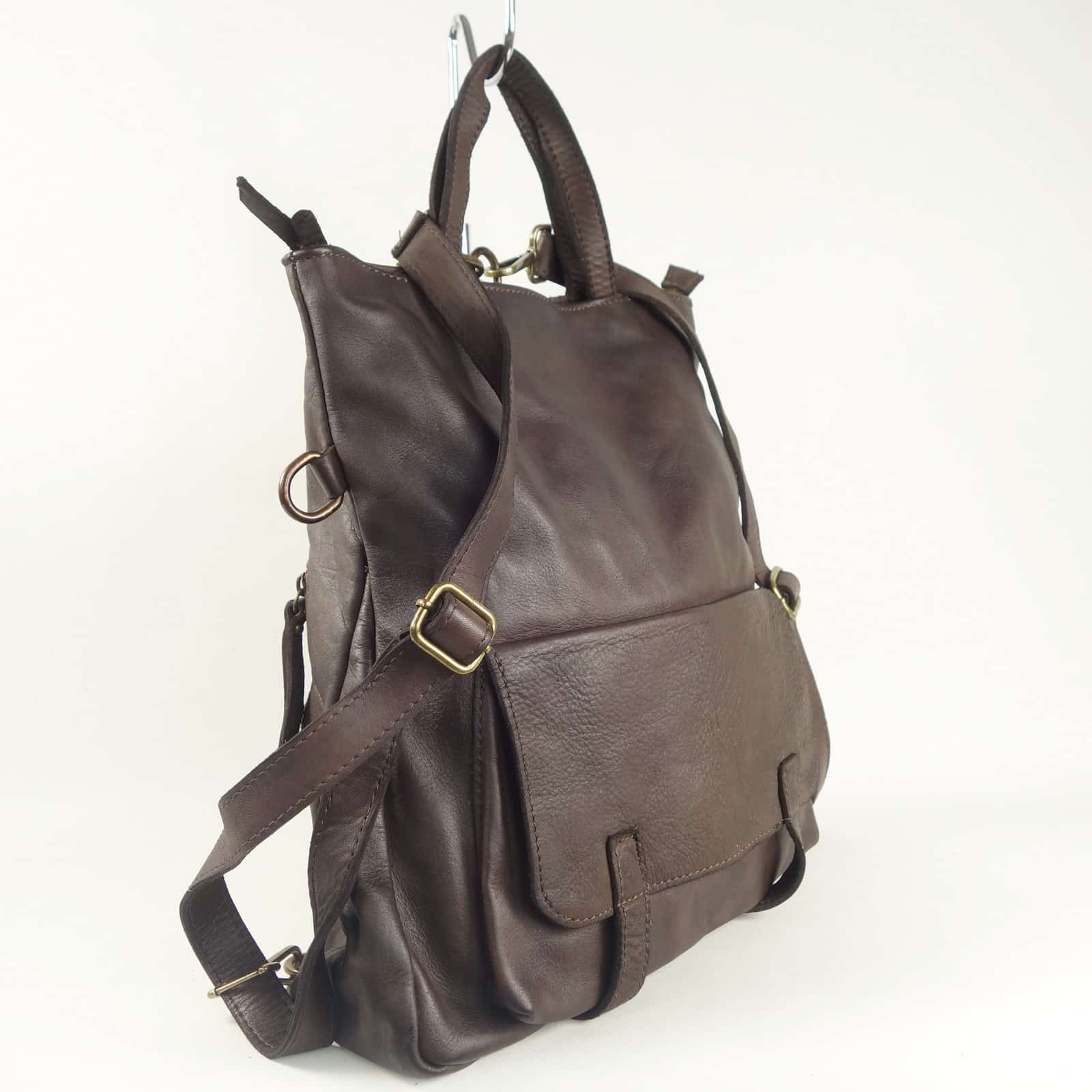 Collection Esprit Cuir Zeudi Sac à Dos Cuir Marron PC 16 Pouces