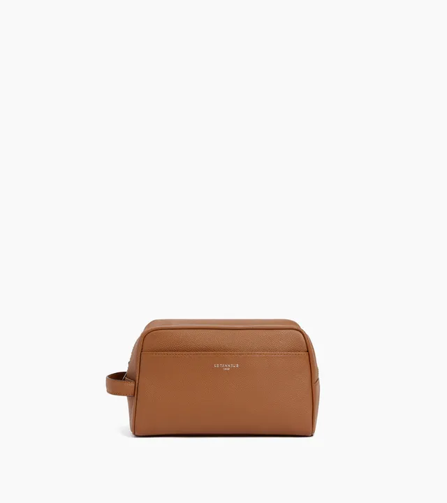 Le Tanneur trousse toilette cuir grainé marron zippée