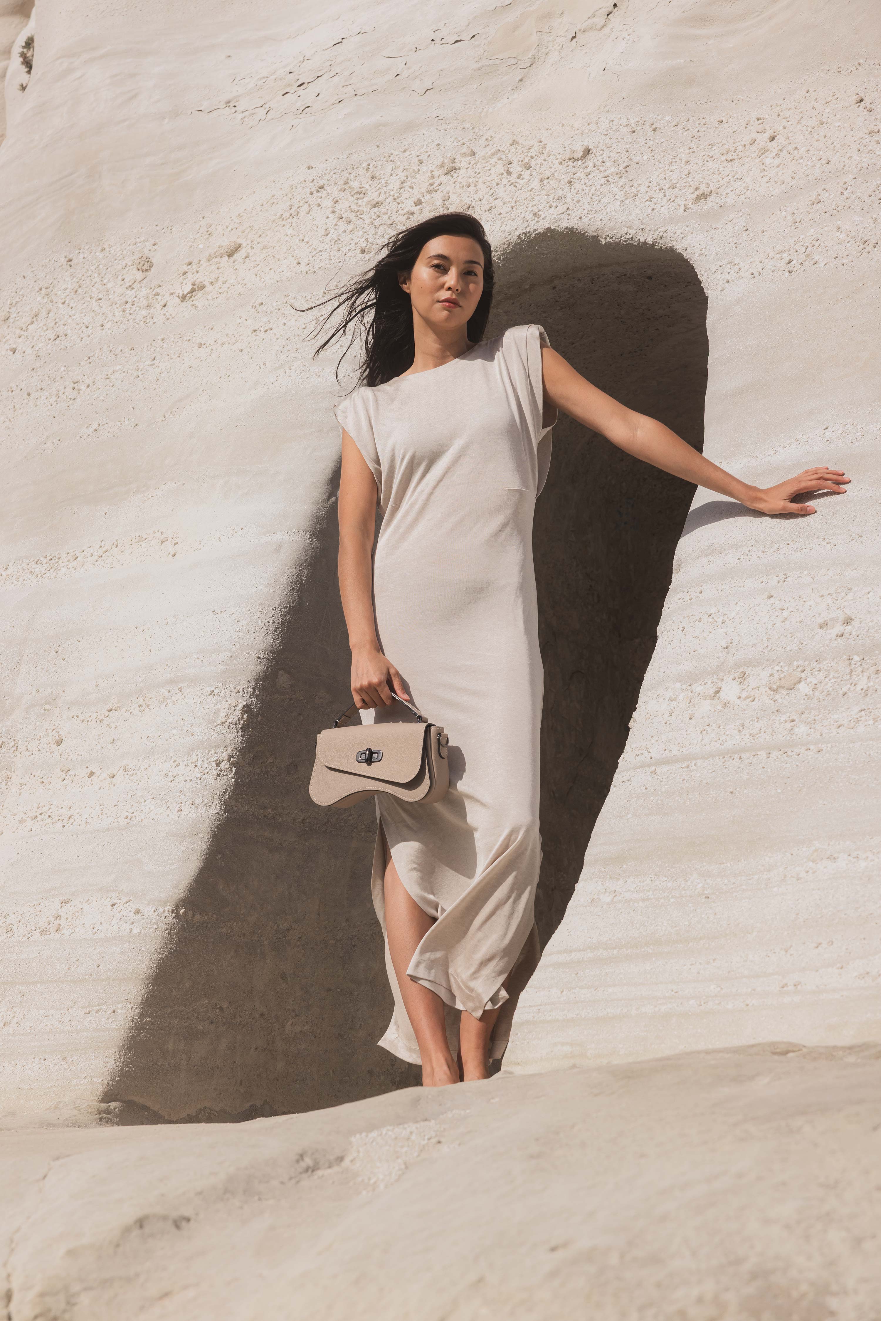 Nodie's L'Iconique Taupe Grainé Sac Baguette Cuir