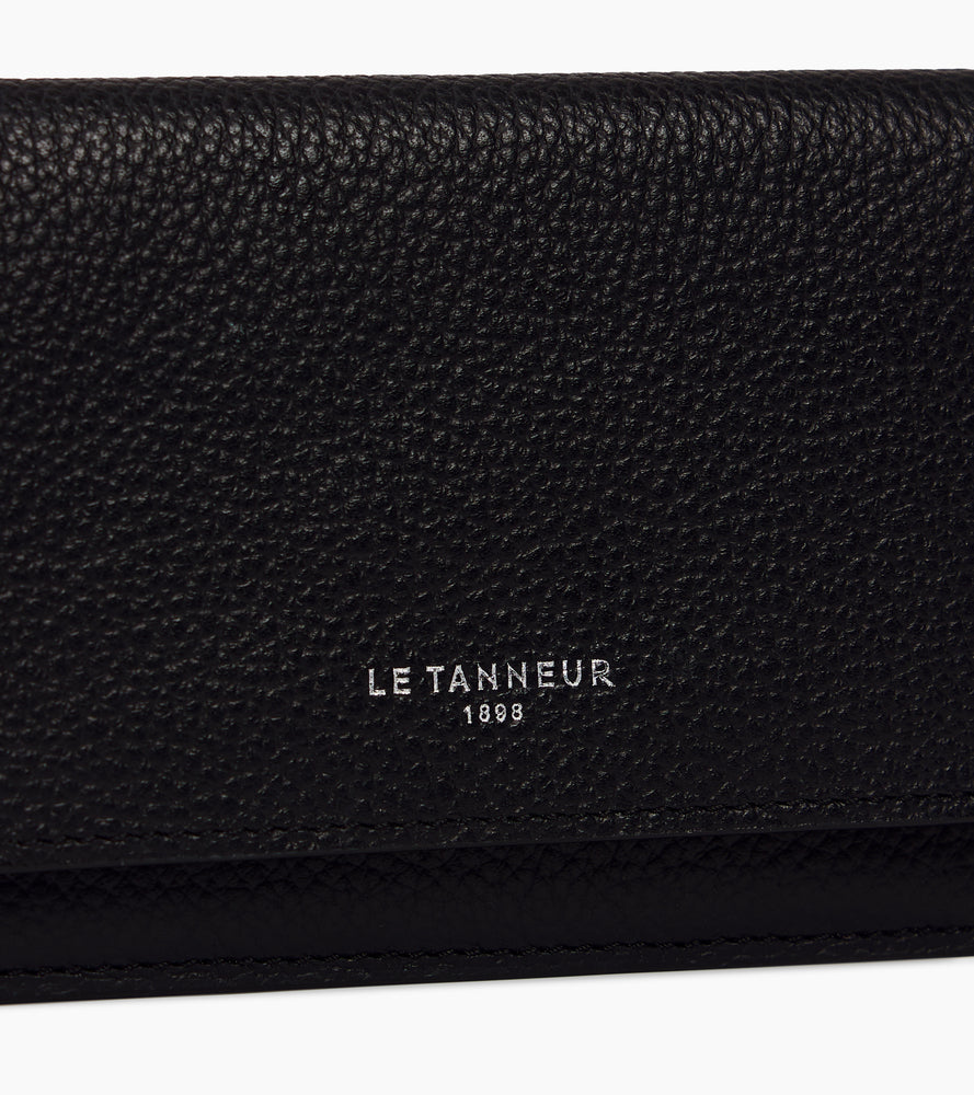 Le Tanneur Emilie porte-cartes rabat noir cuir grainé RFID