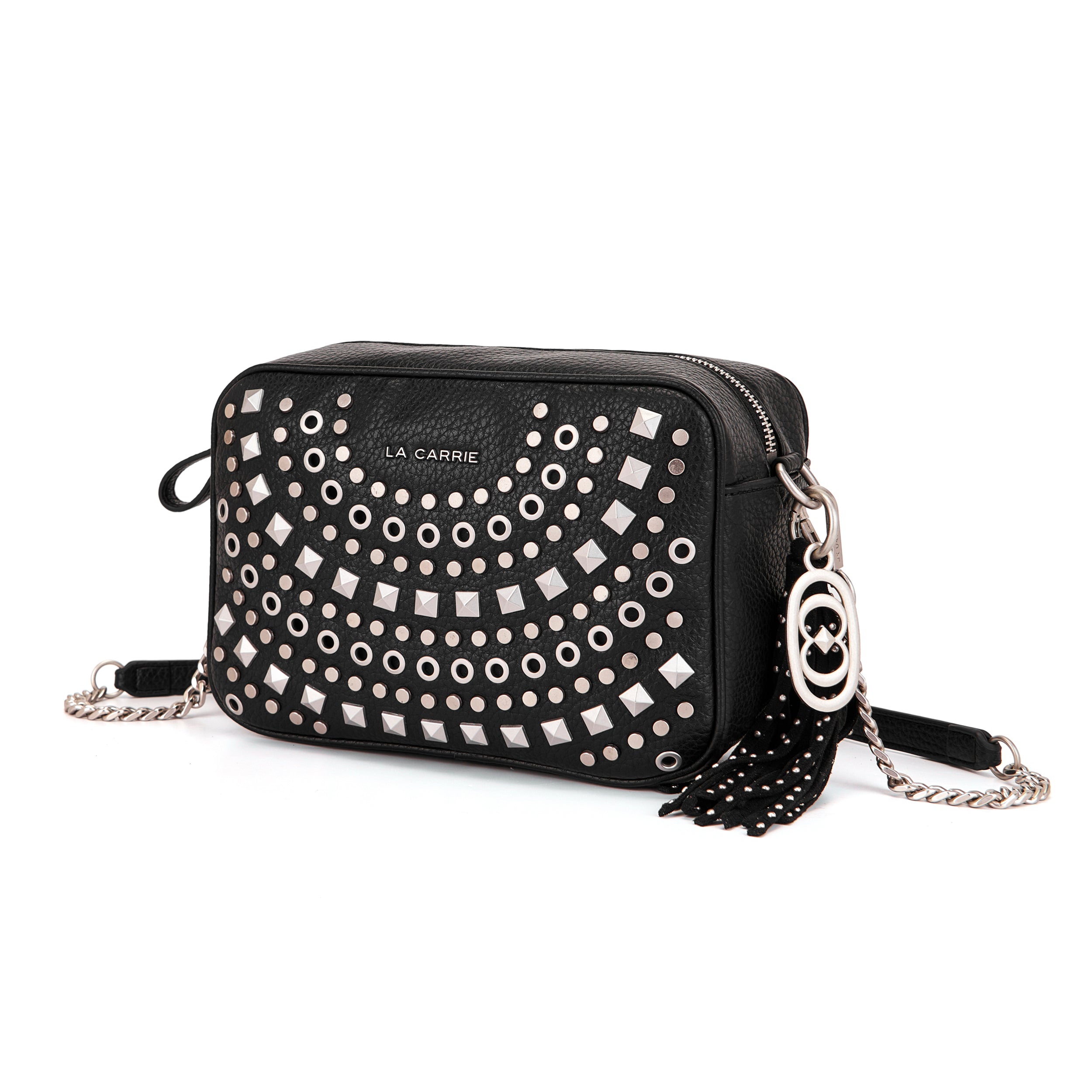La Carrie Solid sac à main noir clouté chaîne
