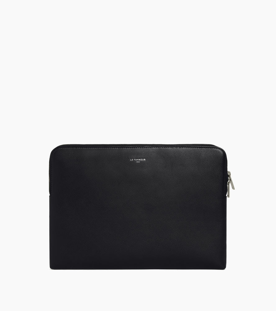 Le Tanneur pochette ordinateur 14" cuir grainé Black