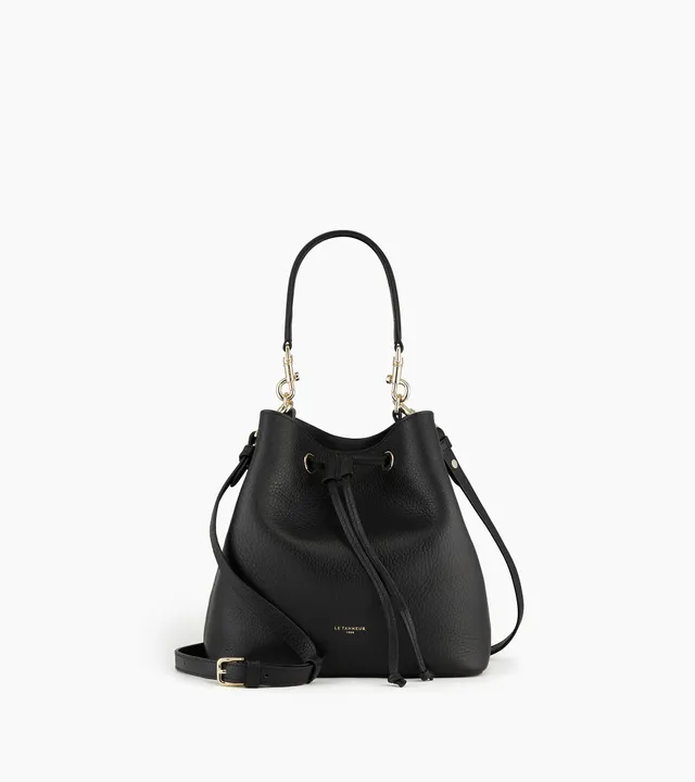 Le Tanneur Louise sac seau cuir grainé noir bandoulière France