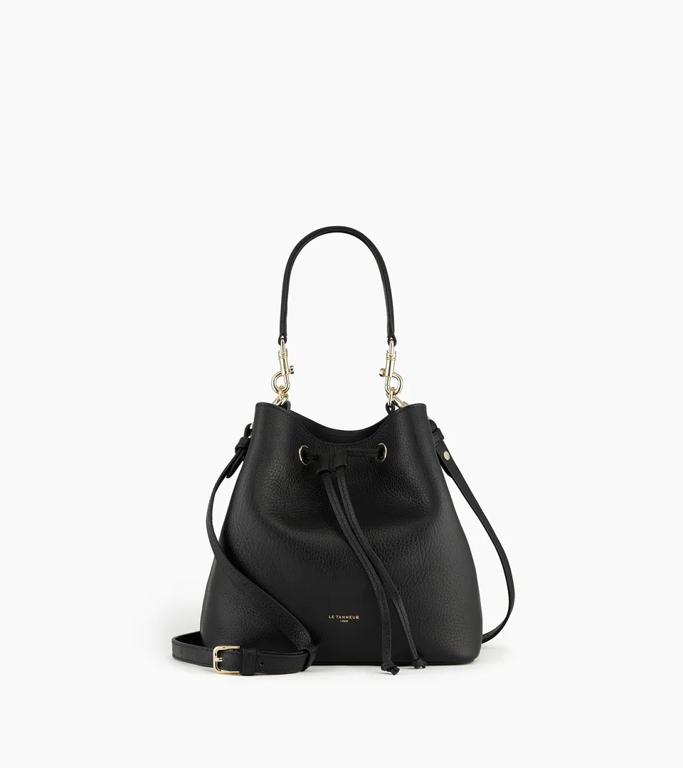 Le Tanneur Louise sac seau cuir grainé noir bandoulière France