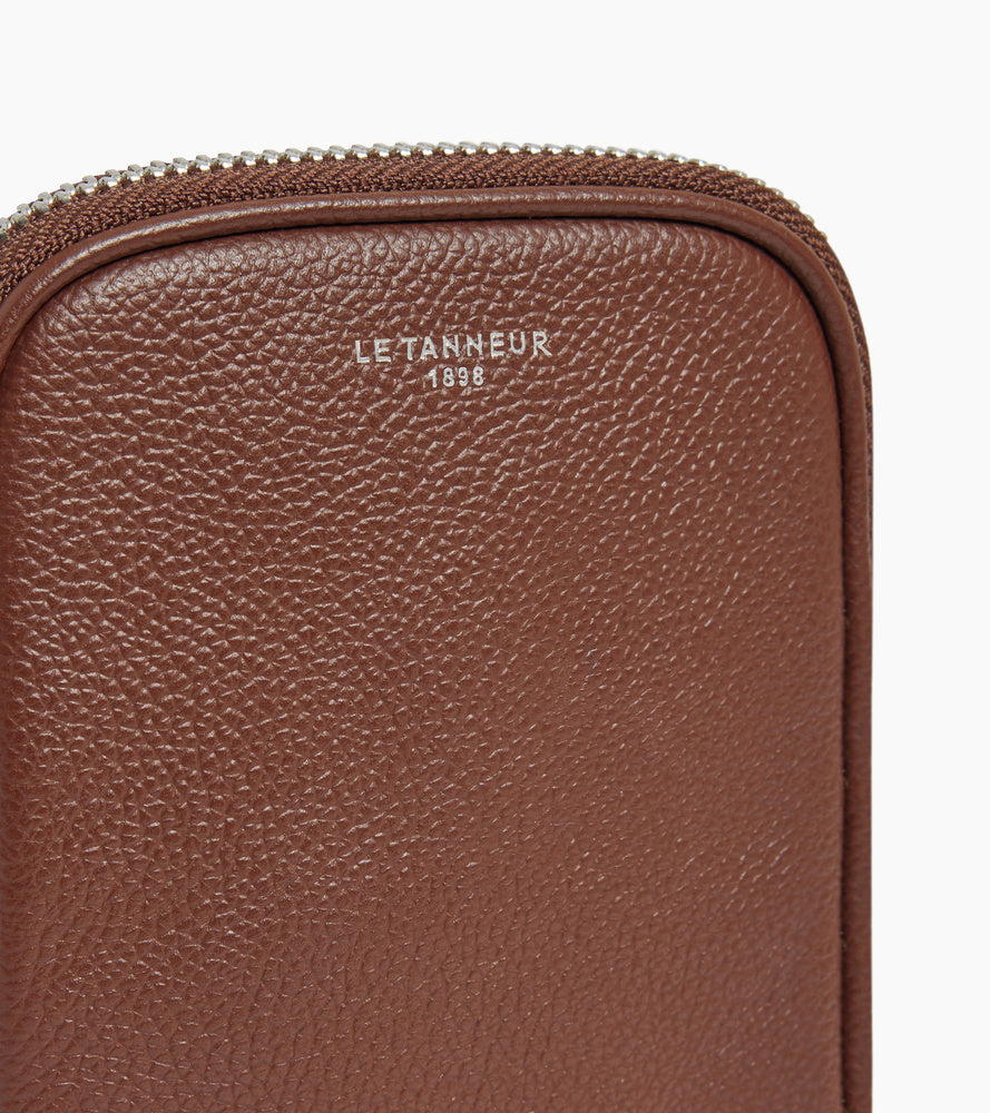 Le Tanneur étui téléphone cuir zippé anti-RFID