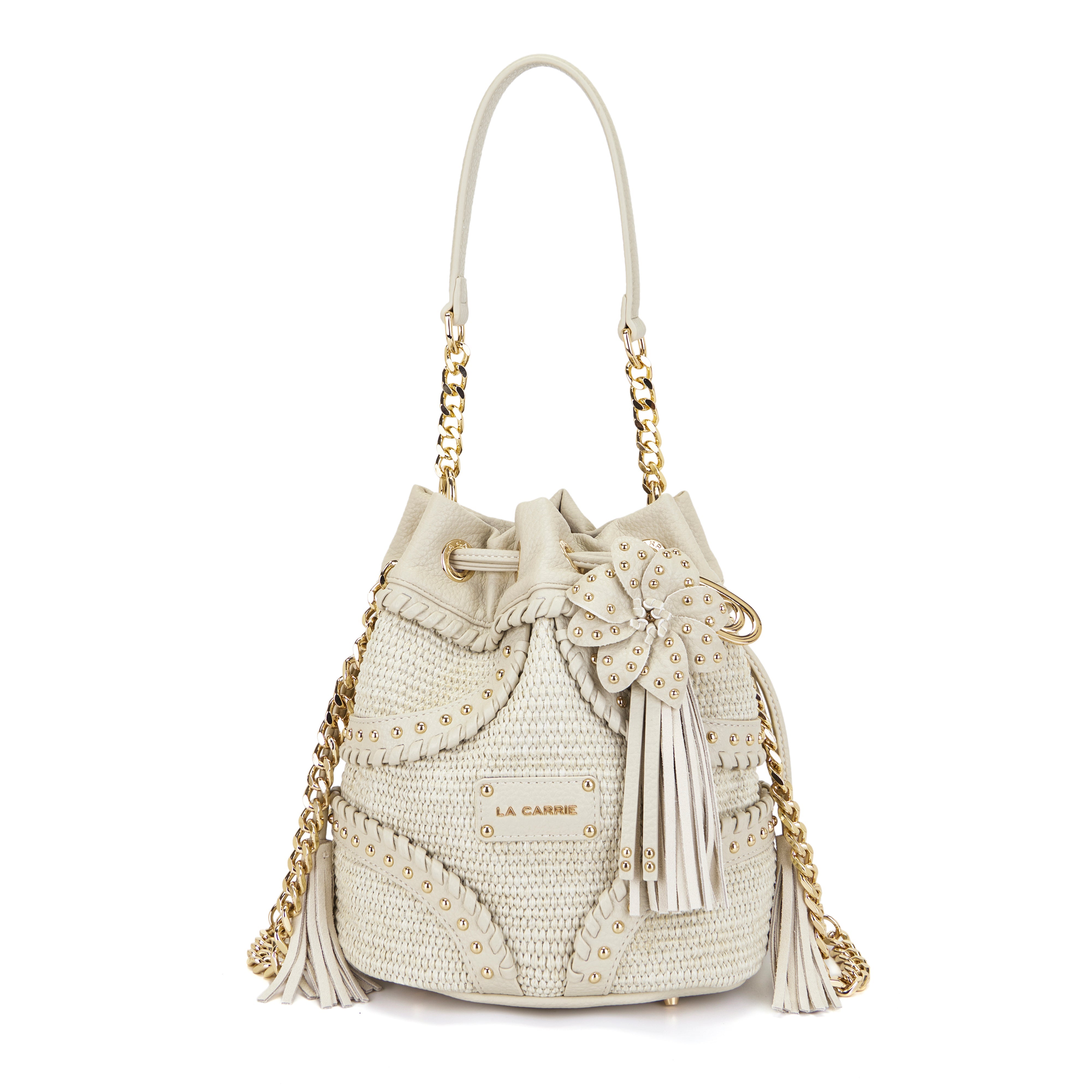 La Carrie La Plage sac seau raphia ivoire 24x17x26cm