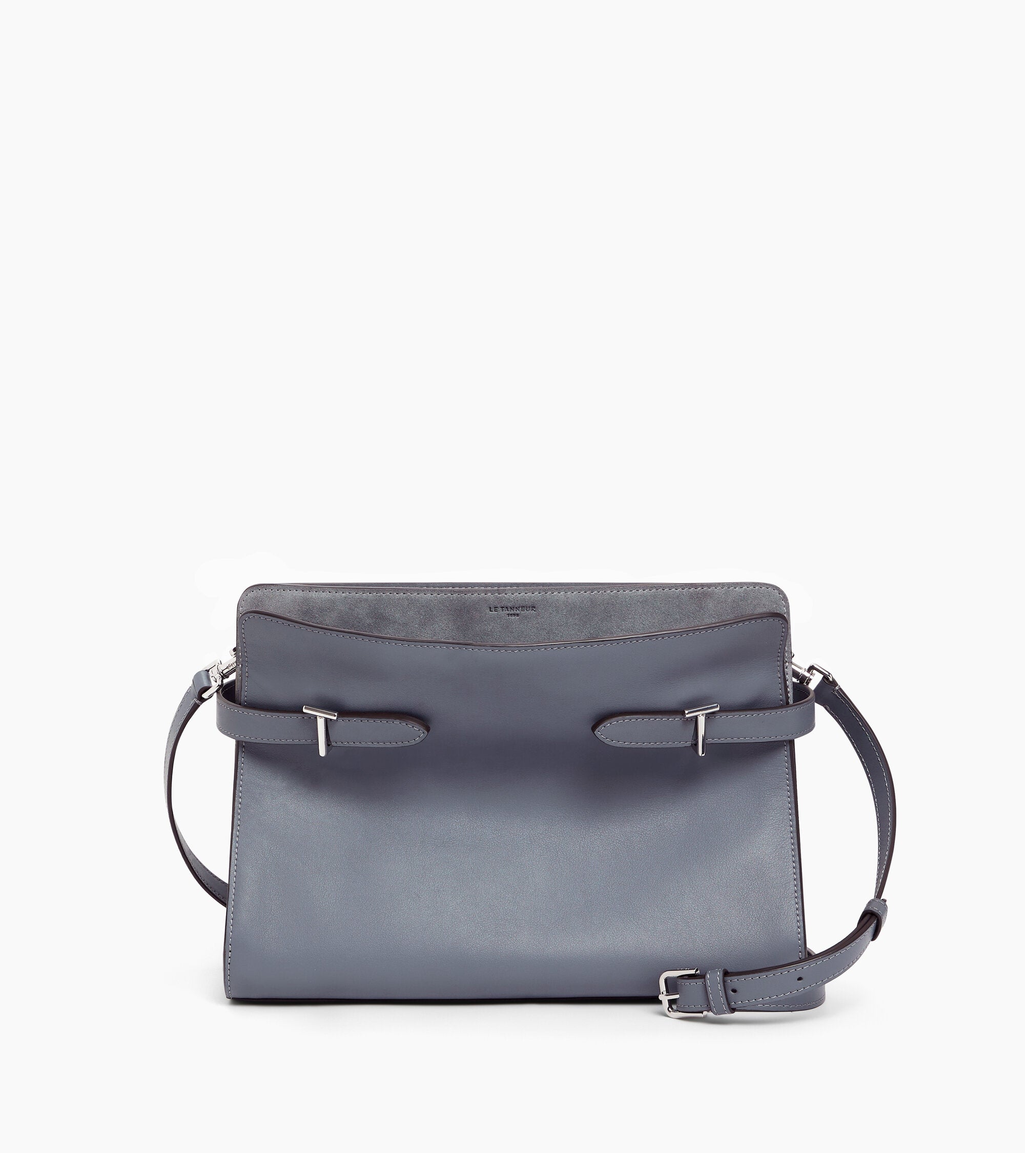 Le Tanneur Emie sac épaule cuir bleu acier grand modèle