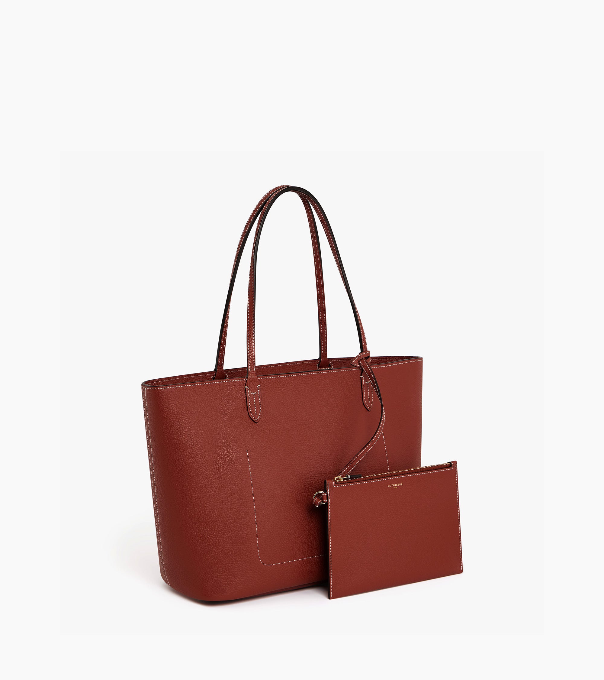 Le Tanneur Louise grand cabas cuir grainé Marron