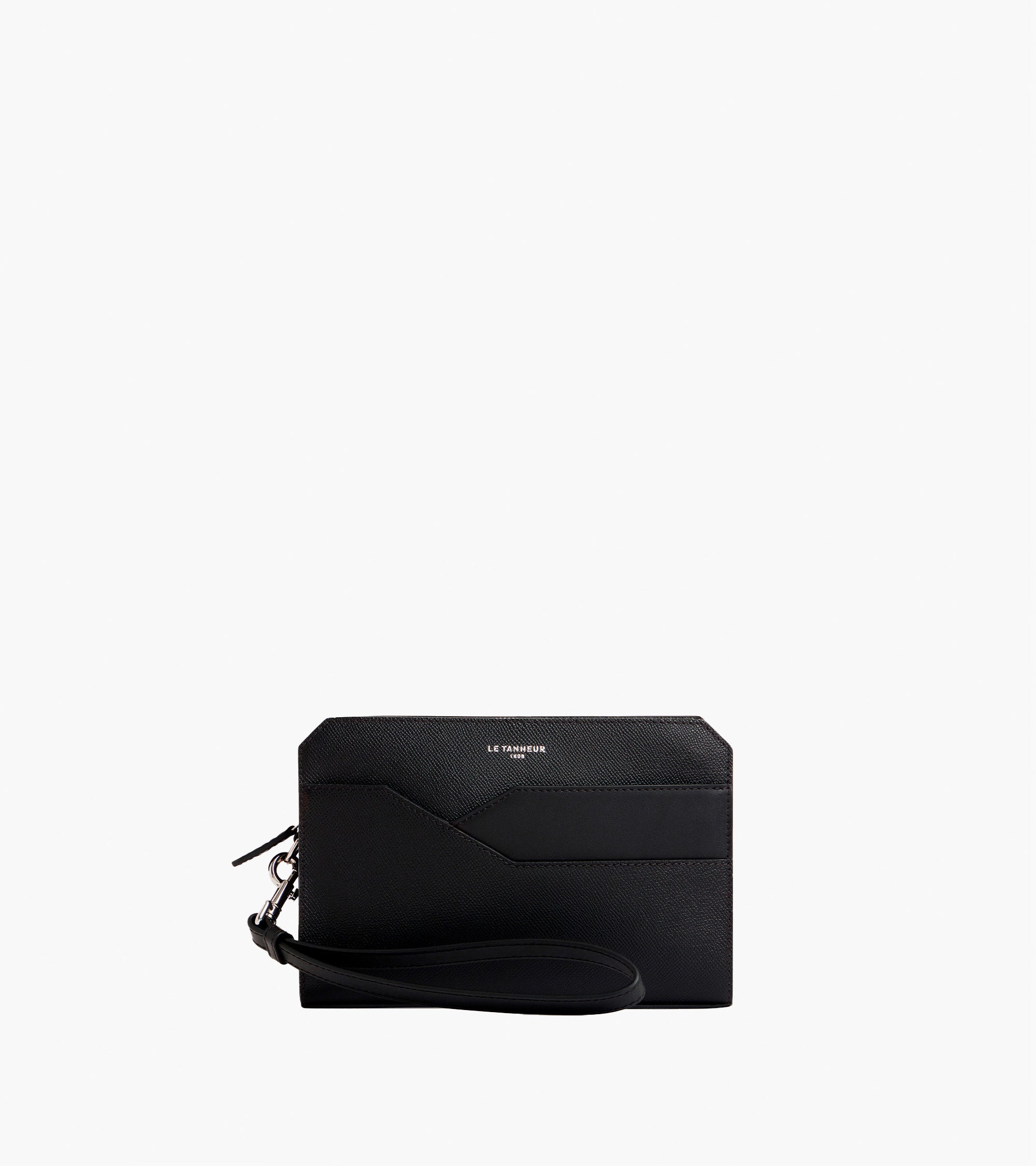 Le Tanneur Gaston Pochette Cuir Noir Grain Croisé