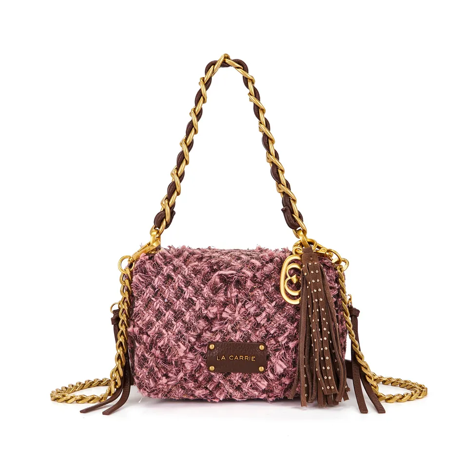 La Carrie Cross Isabel sac épaule rose 21 cm bouclé chaîne