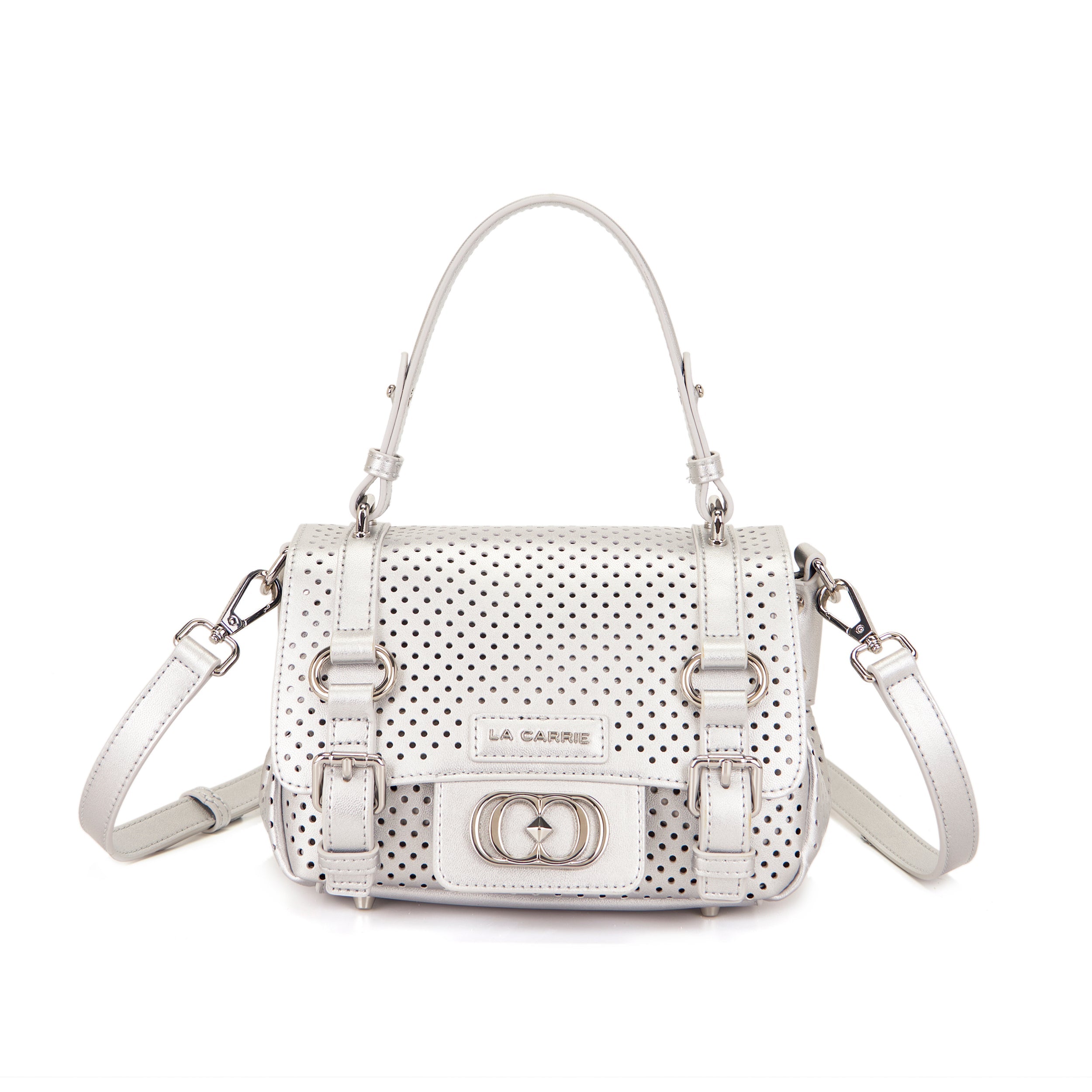 La Carrie Atena sac shopping silver cuir perforé