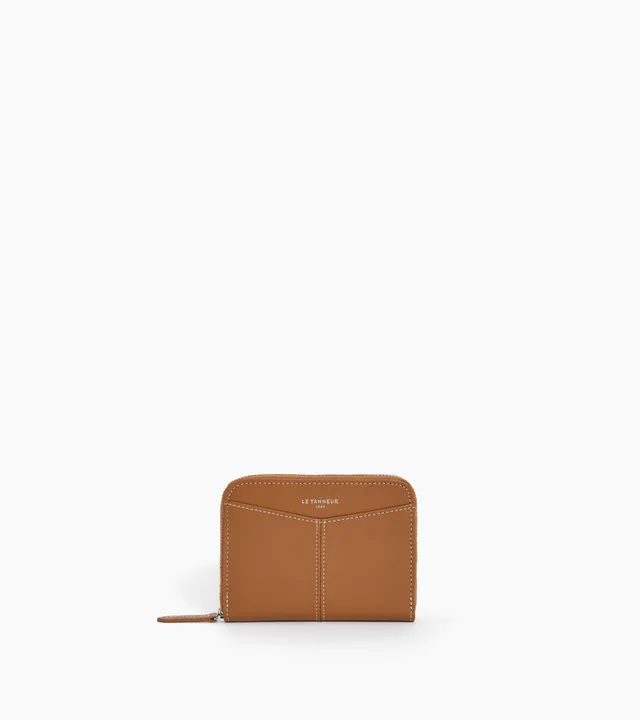 Le Tanneur Charlotte porte-monnaie zippé marron cuir lisse