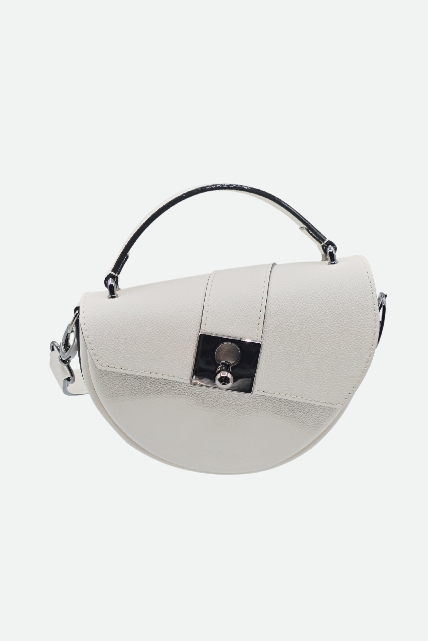 Nodie's Côme sac demi-lune cuir blanc grainé