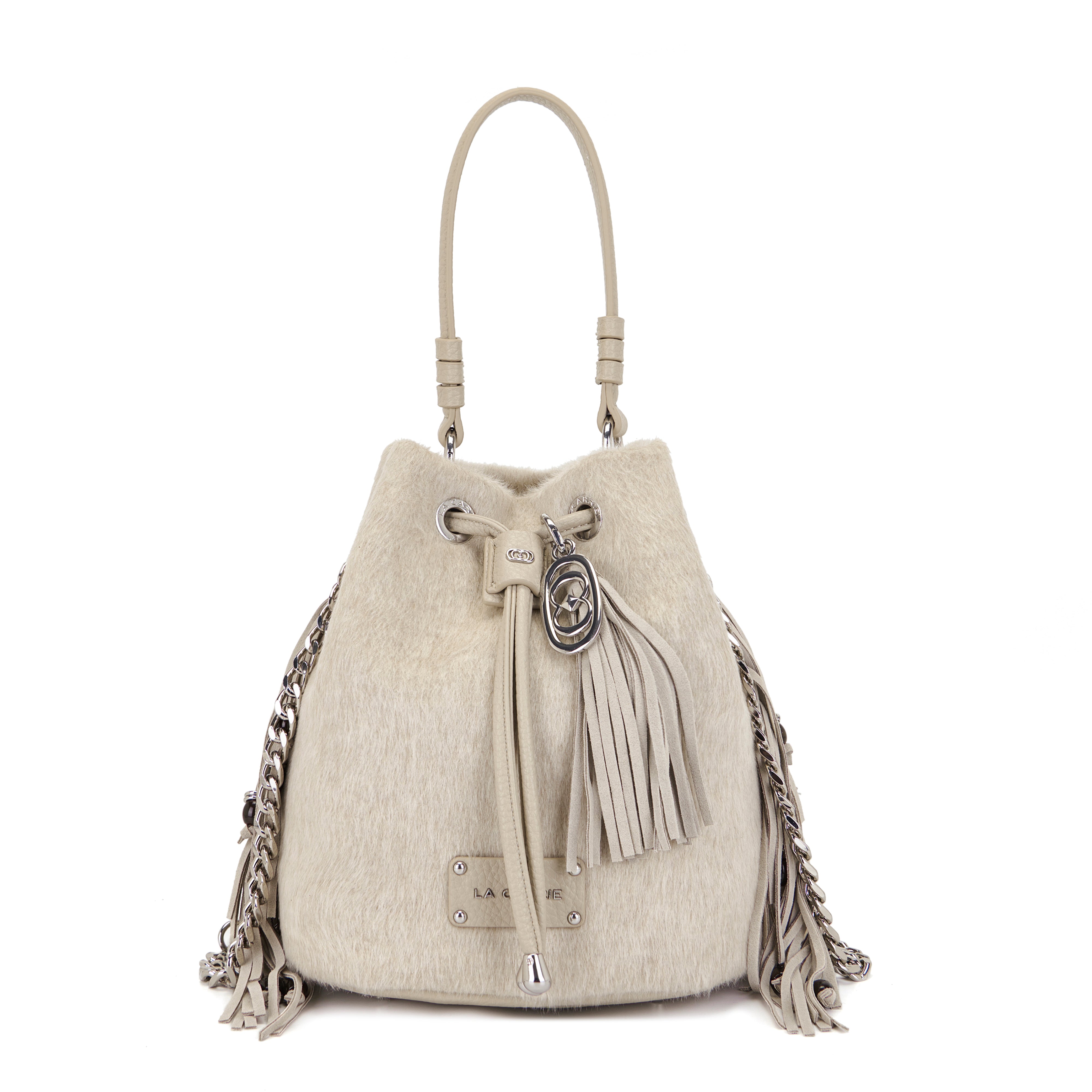 La Carrie Secchiello Saner sac seau beige 26x19x28 cm