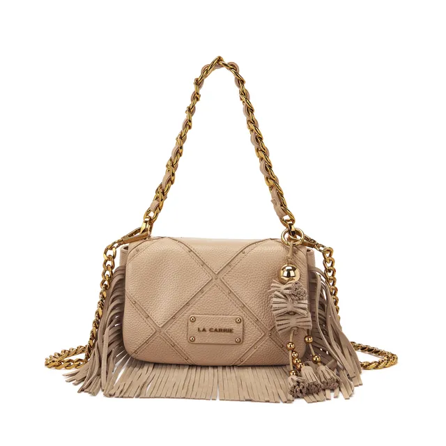La Carrie Isabel sac épaule cuir beige 32 cm
