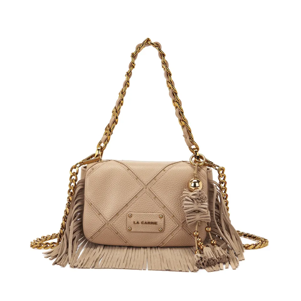 La Carrie Isabel sac épaule cuir beige 32 cm