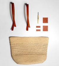 Le Tanneur Le Nattier grand tote bag raphia naturel cuir