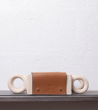 Pia Chevalier damier cache vase cuir deux matières