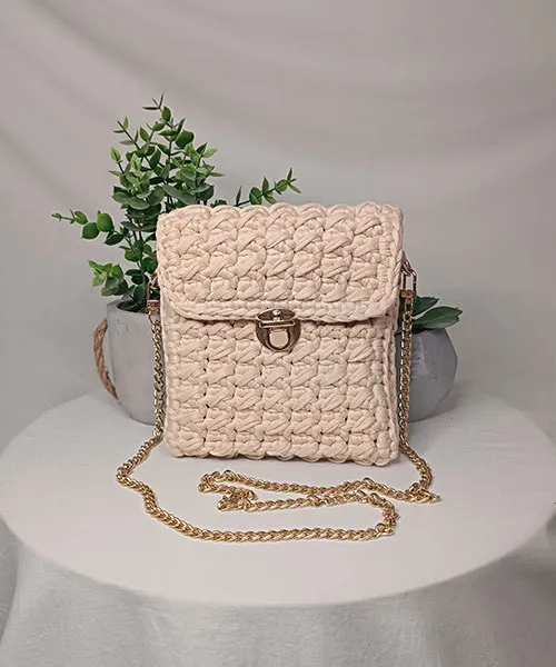 Takiri Elma TK1058 sac à main crème chaîne métal