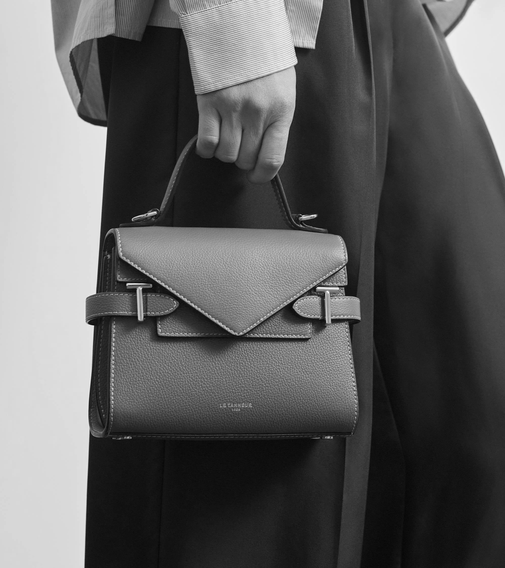 Le Tanneur Emilie petit sac cuir grainé Fossil Grey