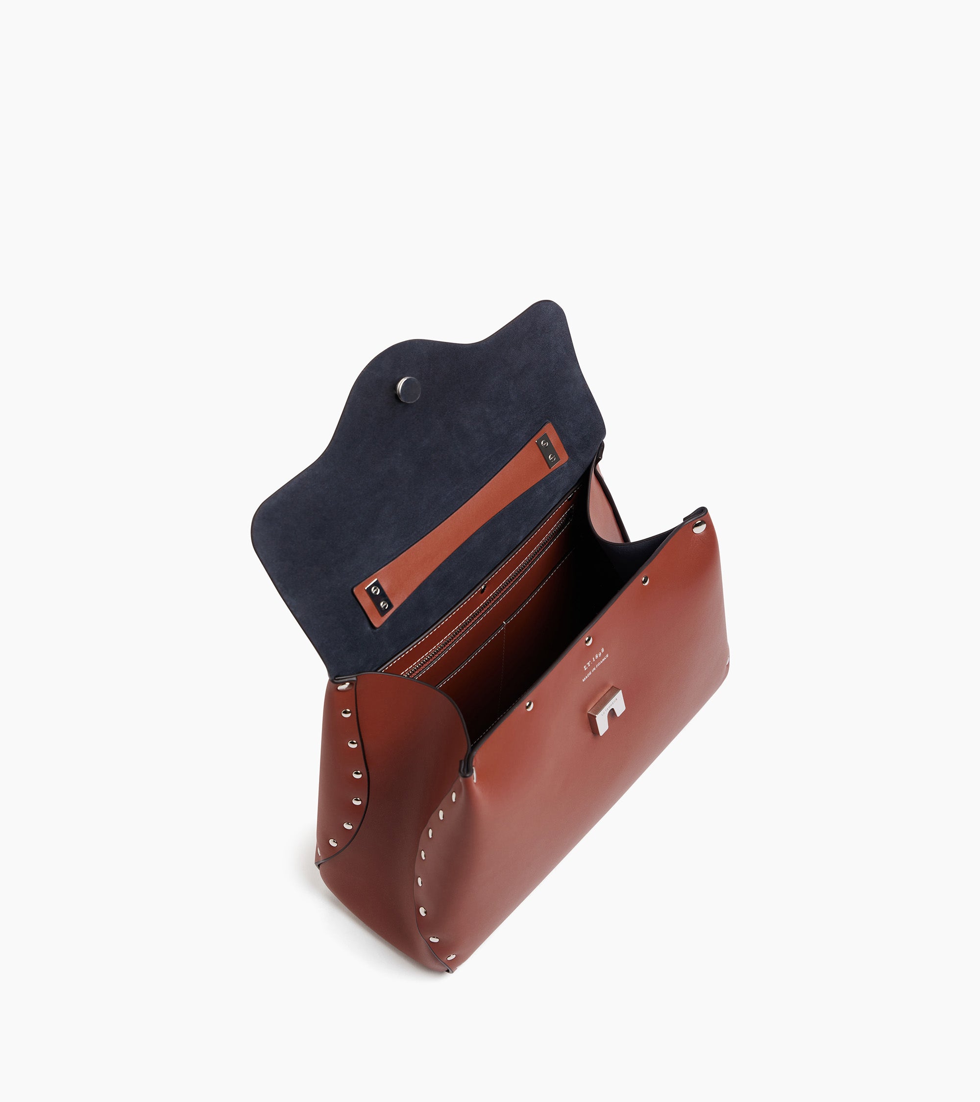 Le Tanneur Sans Couture sac main cuir lisse marron moyen