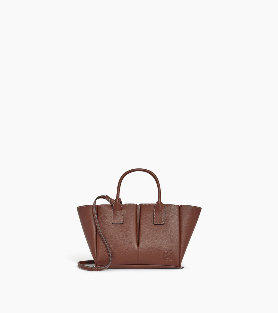 Le Tanneur Elena petit sac cuir grainé pochette miroir
