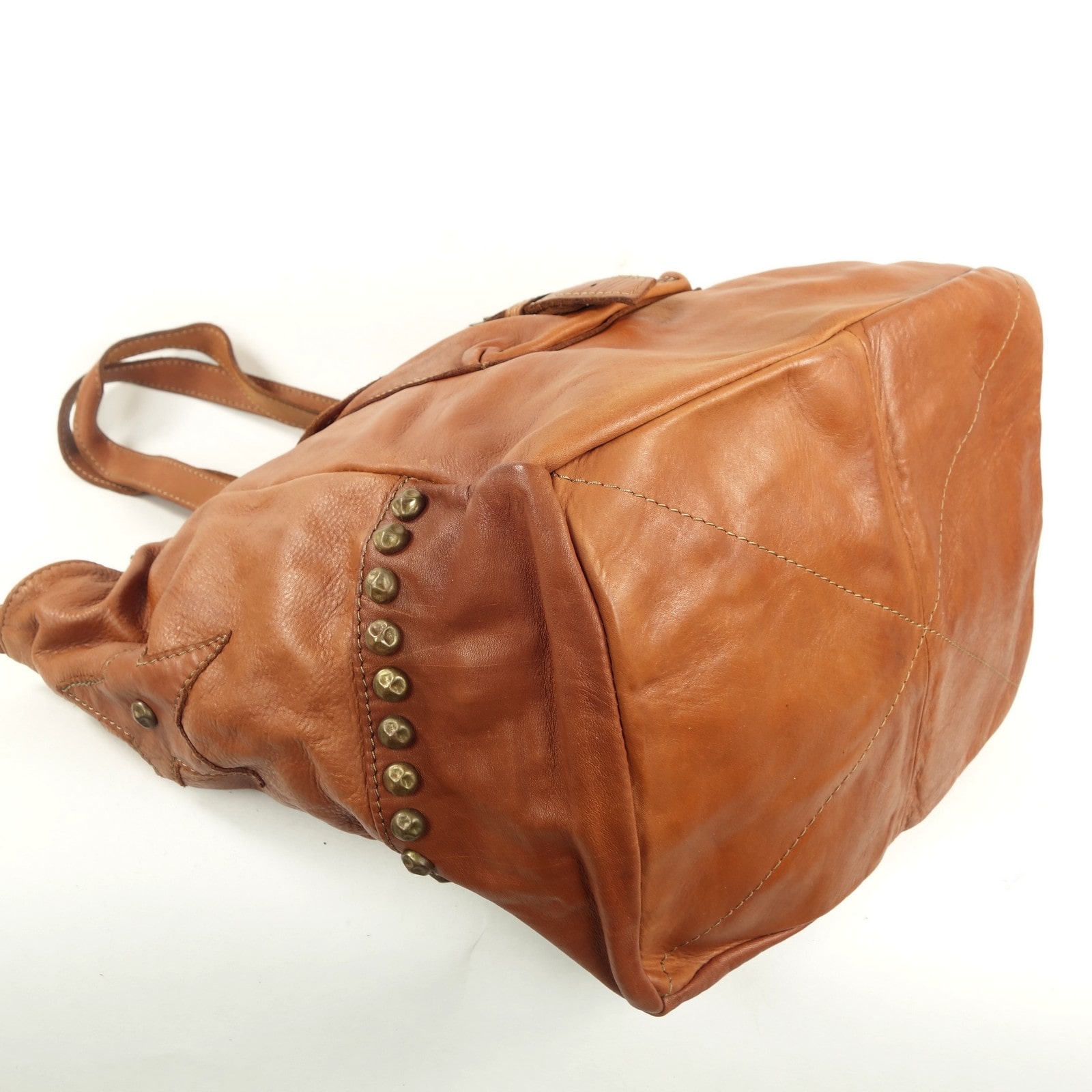 Collection Esprit Cuir Lili grand cabas XL naturel cuir clouté