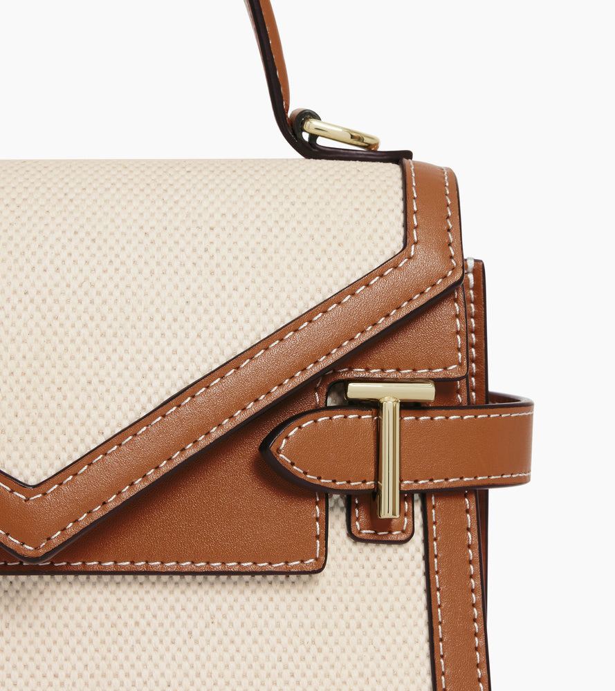 Le Tanneur Emilie petit sac à main toile cuir Natural Tan