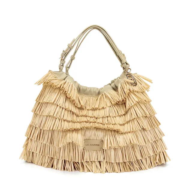 La Carrie Sunflower sac cabas raffia beige 44 cm été