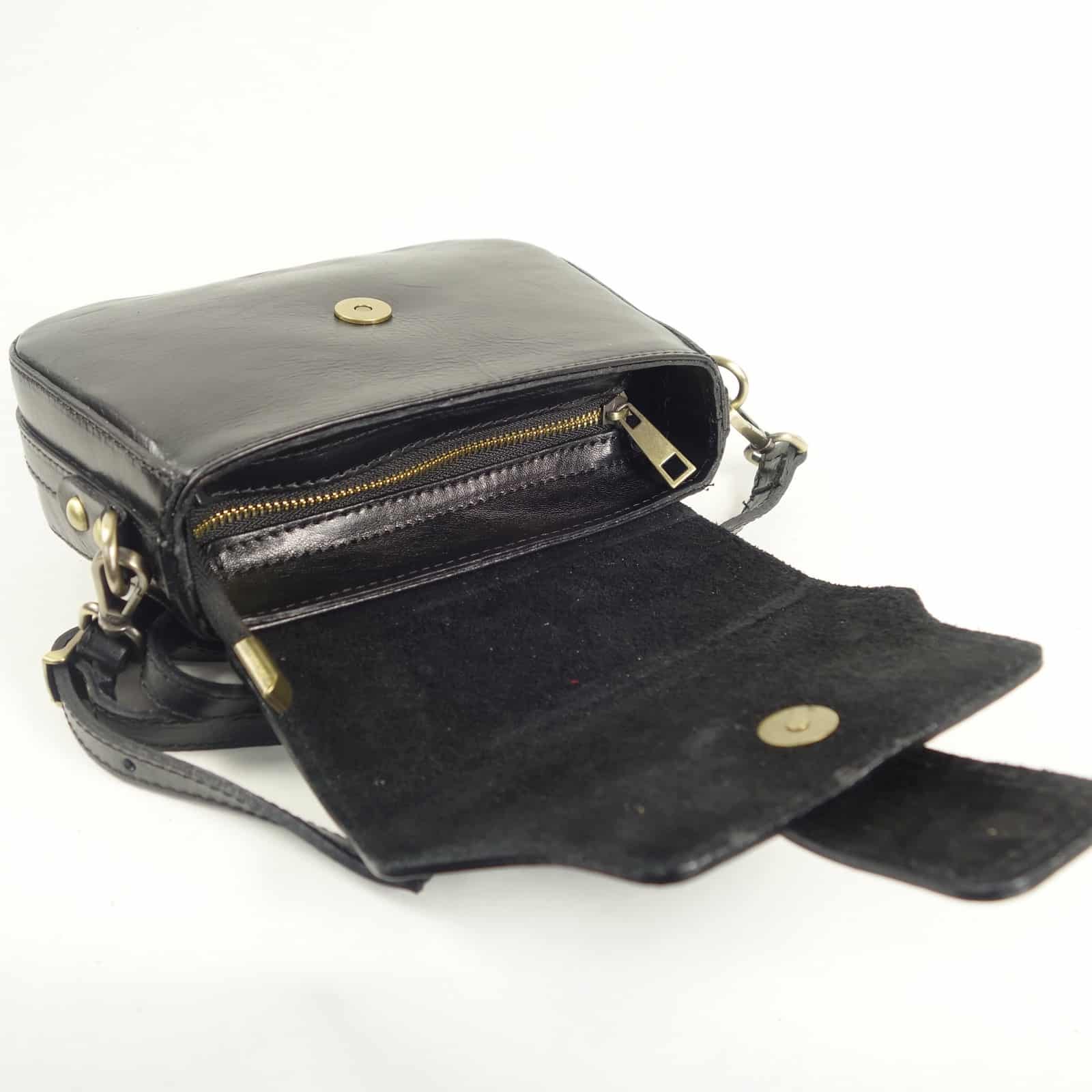 Collection Esprit Cuir GEA mini sac bandoulière cuir noir