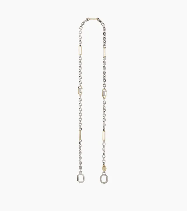 Le Tanneur bandoulière chaîne métal 110 cm argent doré