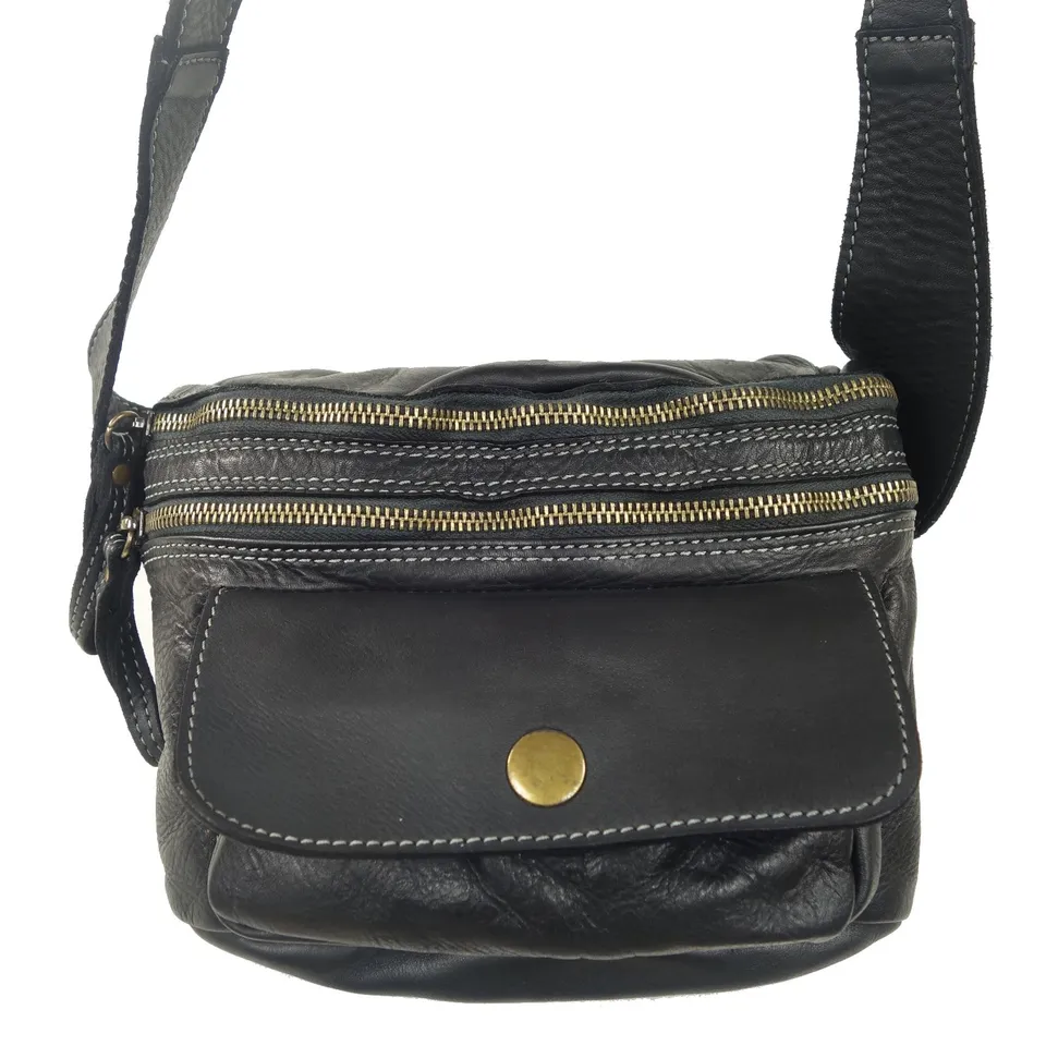 Collection Esprit Cuir Sac bandoulière & sacoche JIMY petite sacoche noir