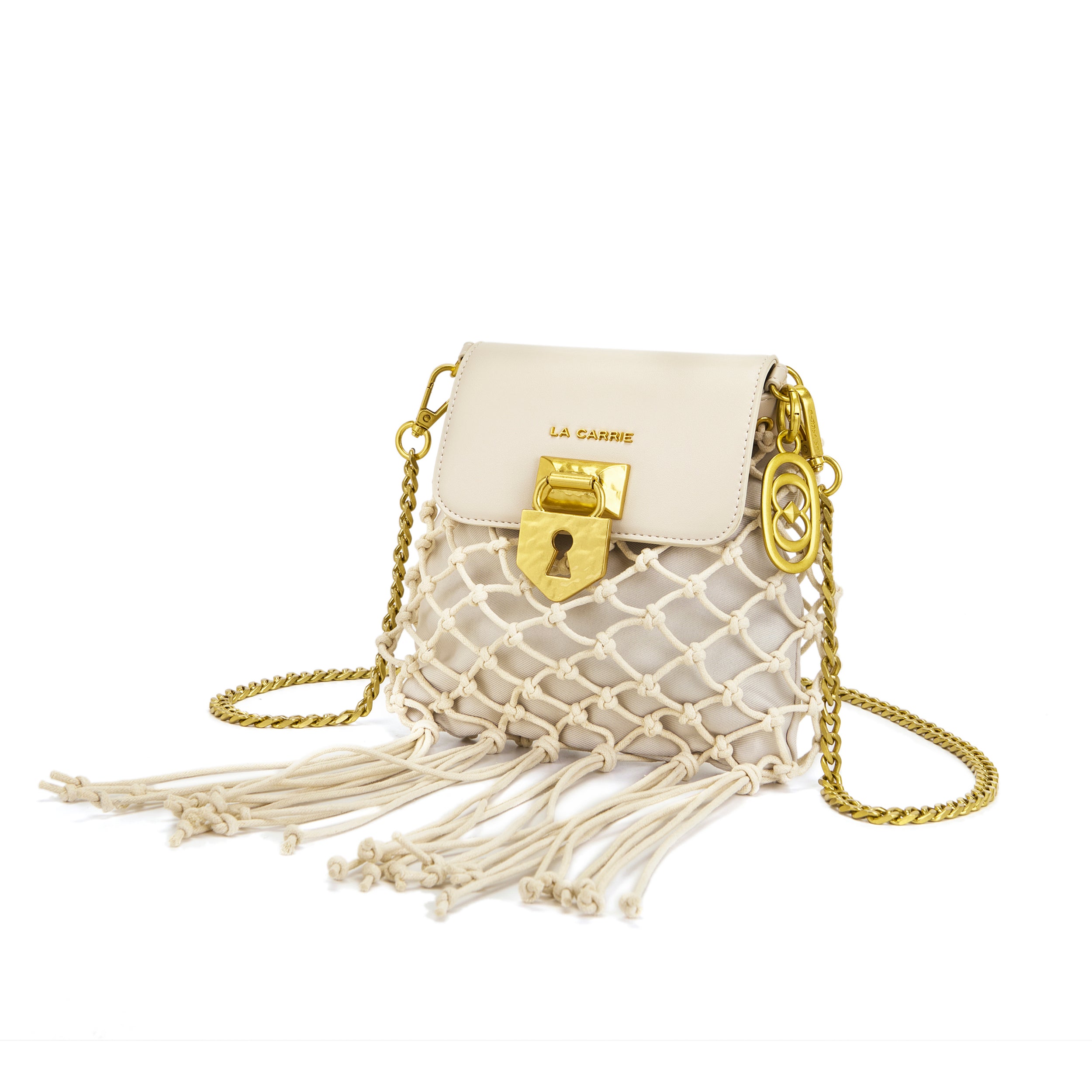 La Carrie Bag Fringe sac bandoulière ivoire 20x3x19cm