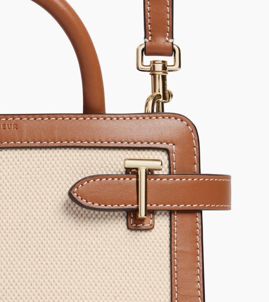 Le Tanneur Emilie petit sac à main toile coton cuir Natural Tan