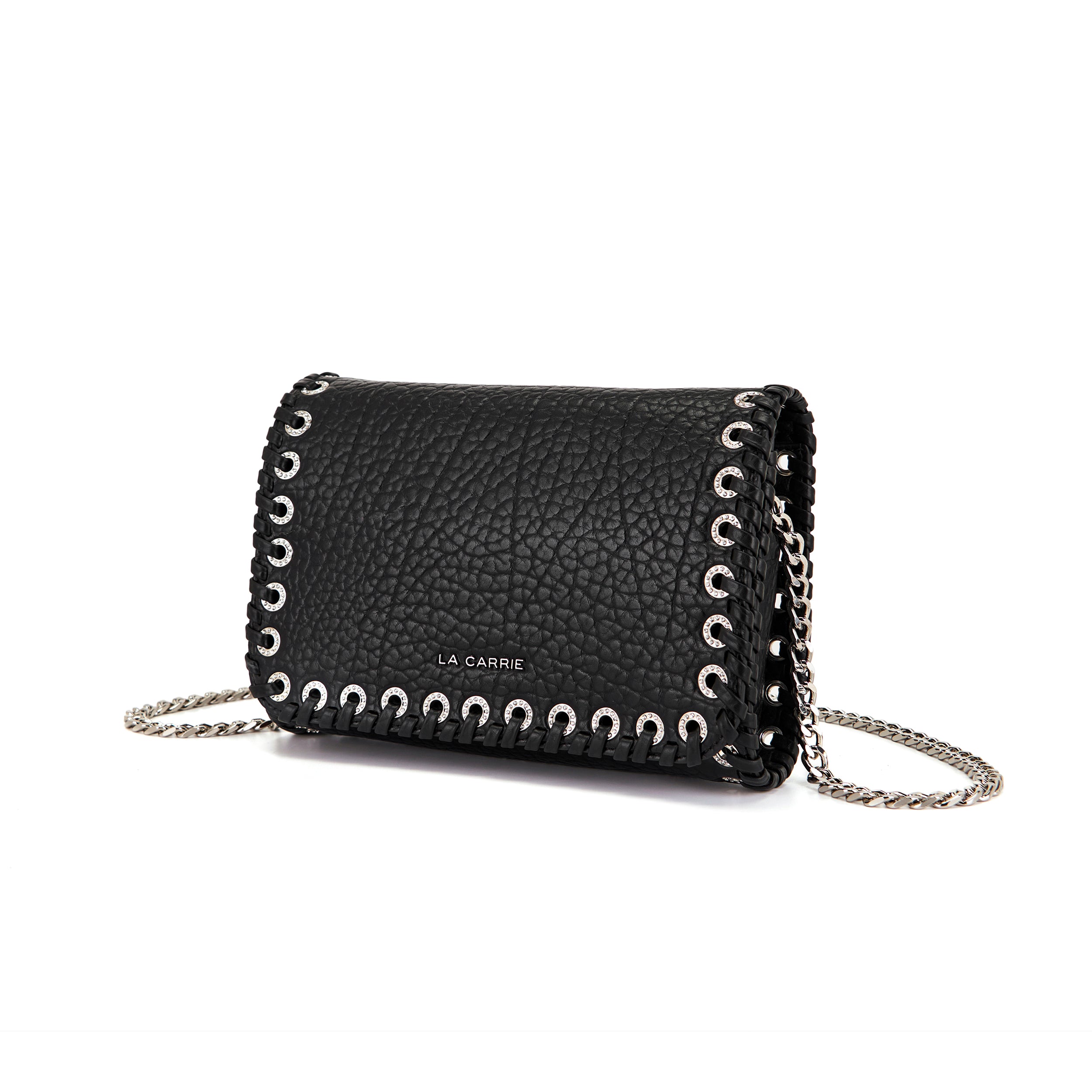 La Carrie Capsule sac bandoulière noir PU œillets