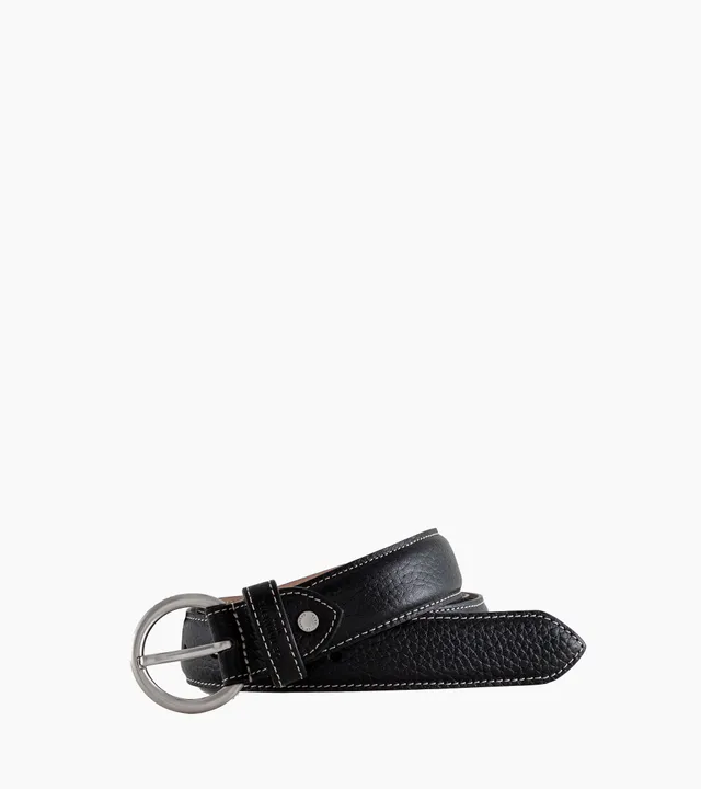 Le Tanneur Ceinture femme cuir grainé boucle ronde Noir