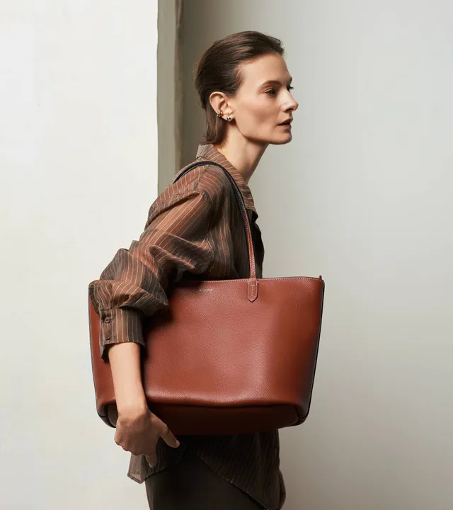 Le Tanneur Louise grand cabas cuir grainé Marron