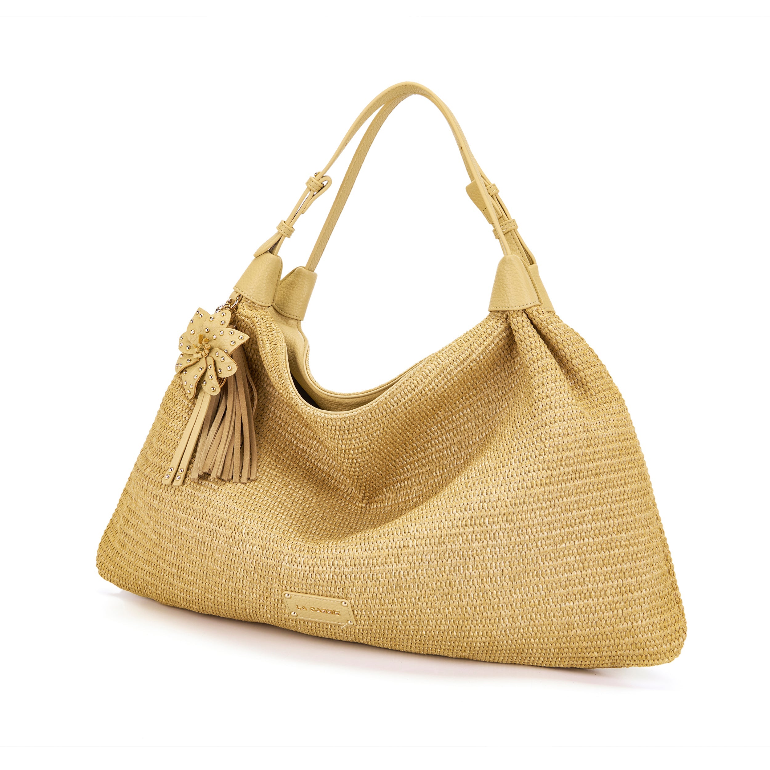 La Carrie La Plage sac shopping beige raffia 56 cm
