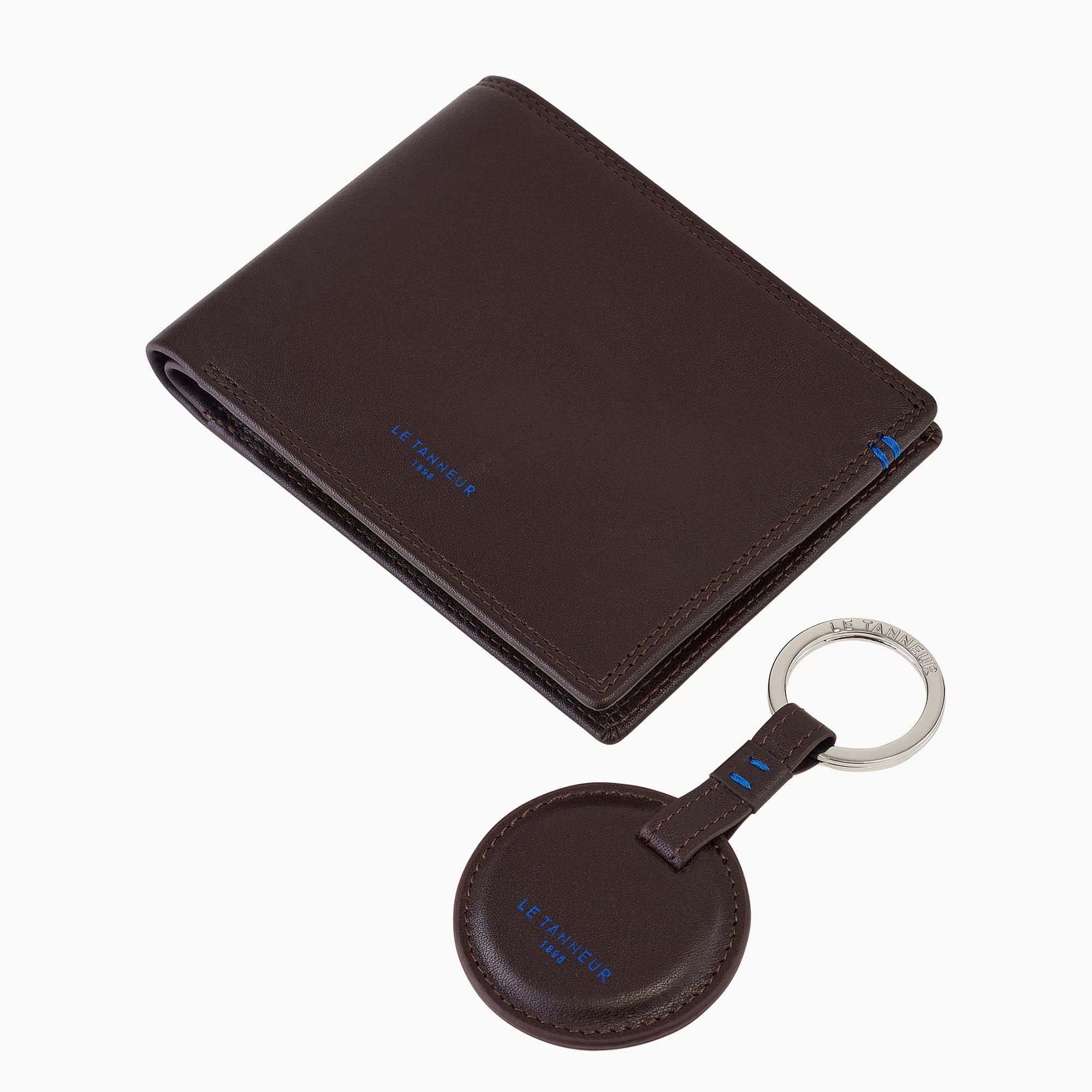 Le Tanneur Wallets coffret portefeuille zippé cuir lisse + porte-clés