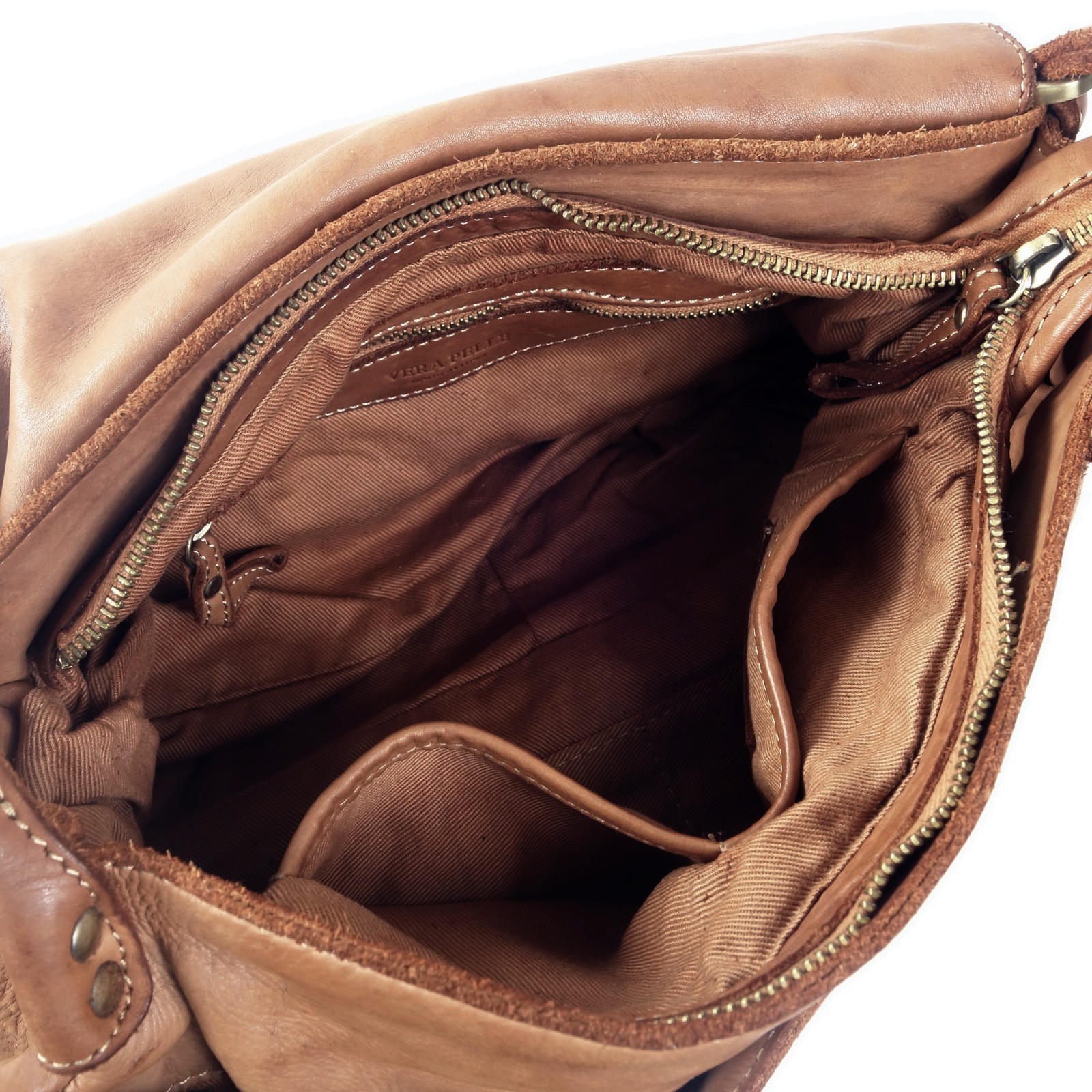 Collection Esprit Cuir Sac épaule Anna cuir camel clouté