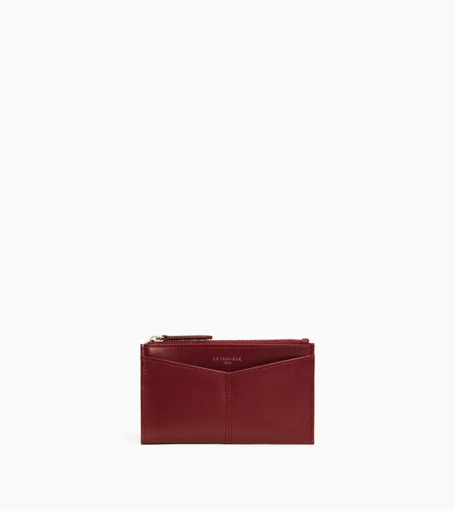 Le Tanneur Charlotte étui clés zippé cuir lisse rouge
