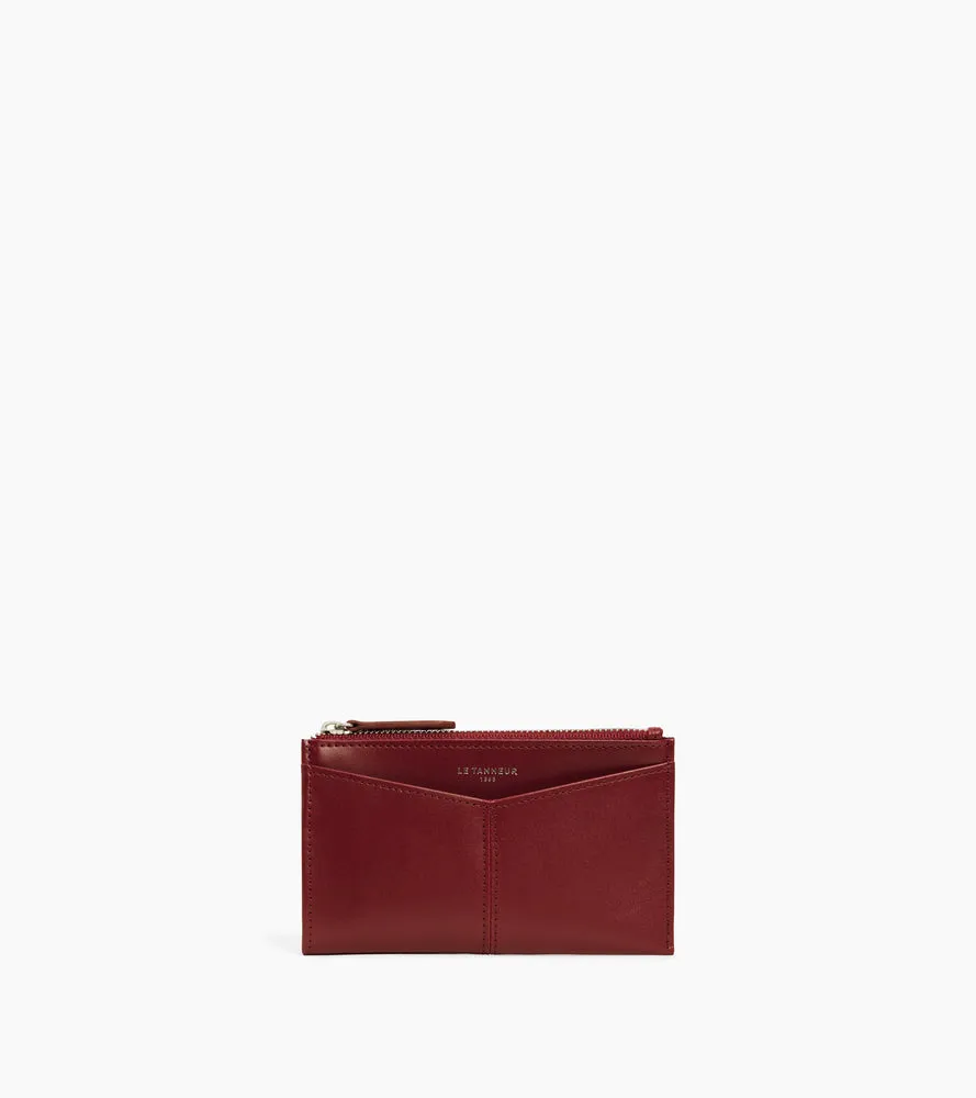 Le Tanneur Charlotte étui clés zippé cuir lisse rouge
