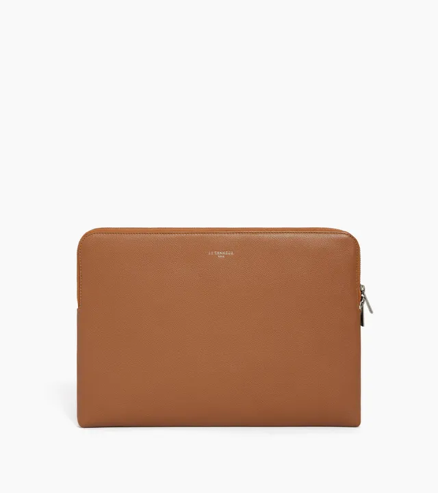 Le Tanneur pochette ordinateur 14" cuir grainé Brown Tan