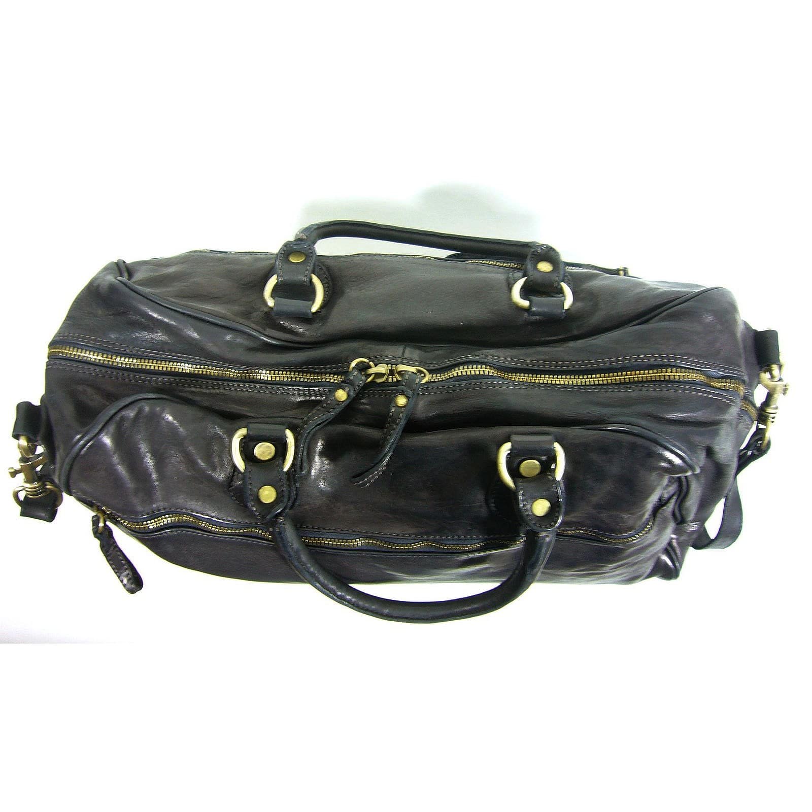 Collection Esprit Cuir FABIO sac 24h cuir noir polochon