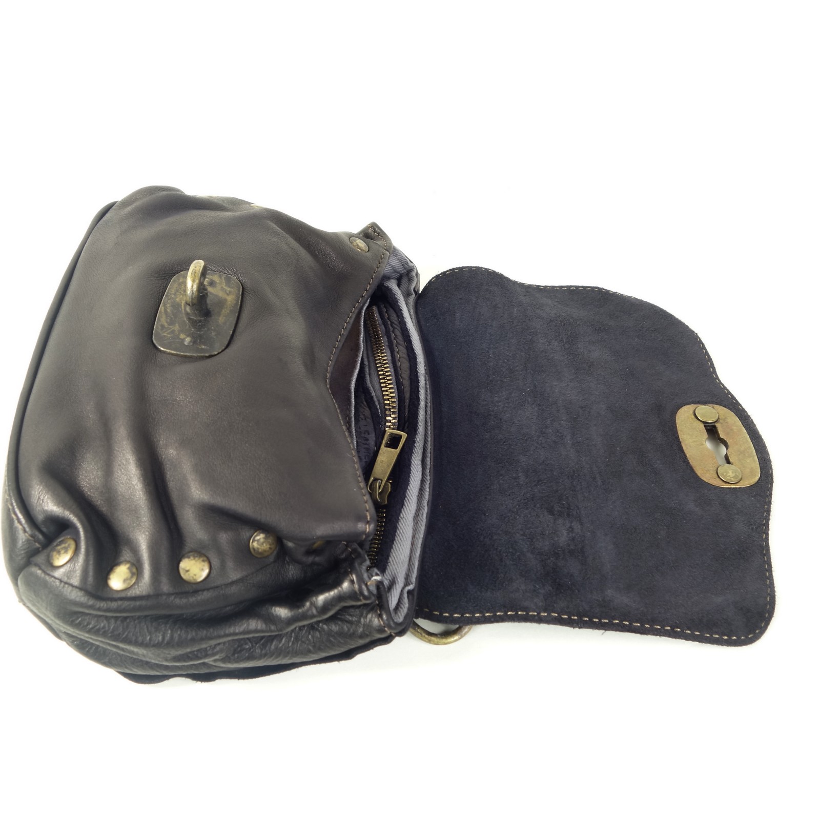 Collection Esprit Cuir Sara mini sac bandoulière noir cuir clouté