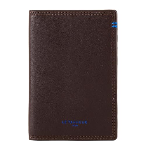 Le Tanneur porte-cartes vertical cuir lisse 6 cartes argent